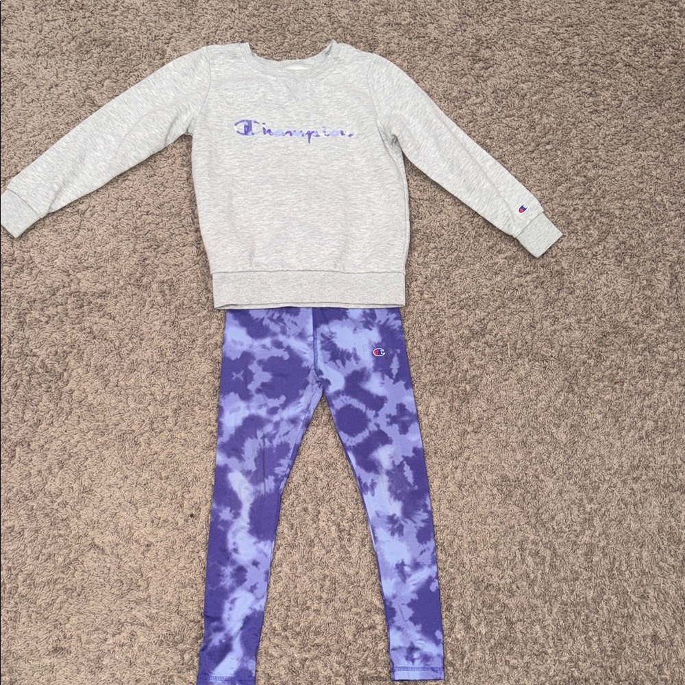 Champion Kids Leggings in Purple Tie-Dye